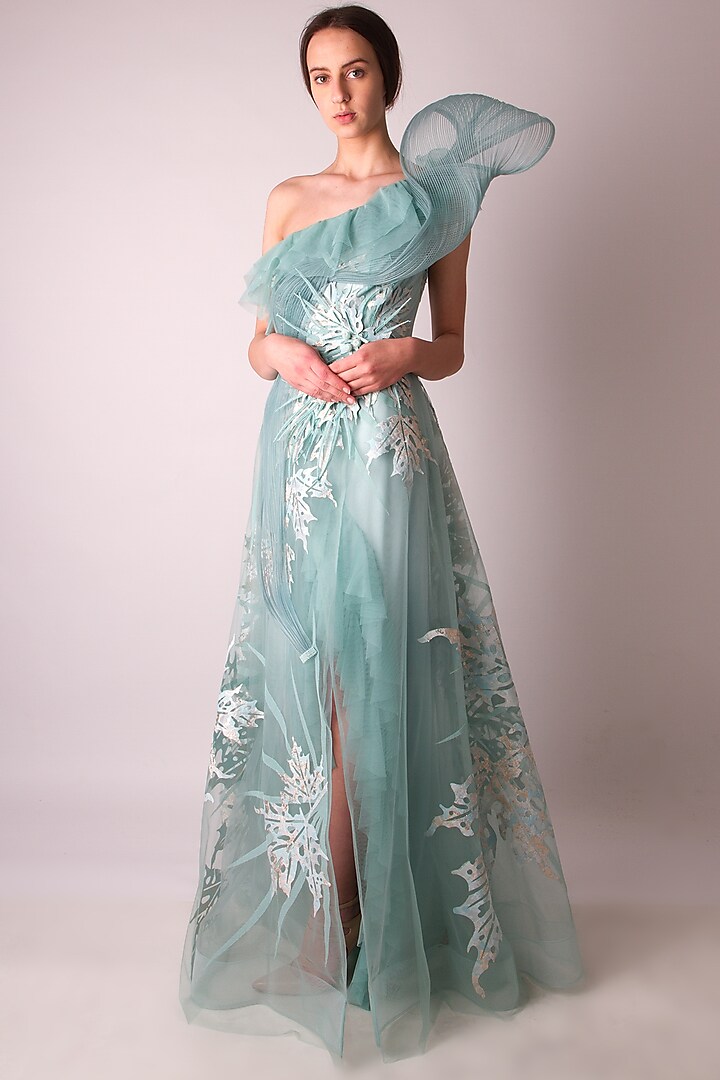 Sea Green Nylon Gown by Geisha Designs