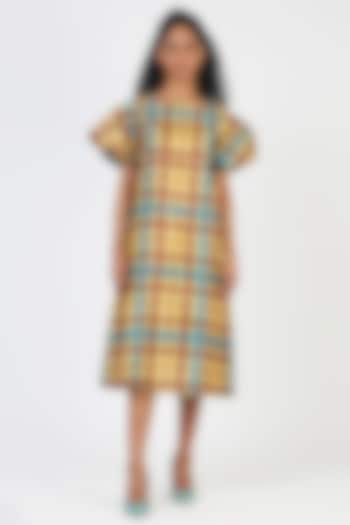 Yellow Polyester Midi Dress by Geisha Designs at Pernia's Pop Up Shop