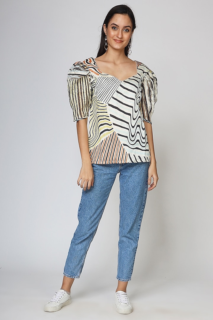 Multi-Coloured Polyester Top by Geisha Designs