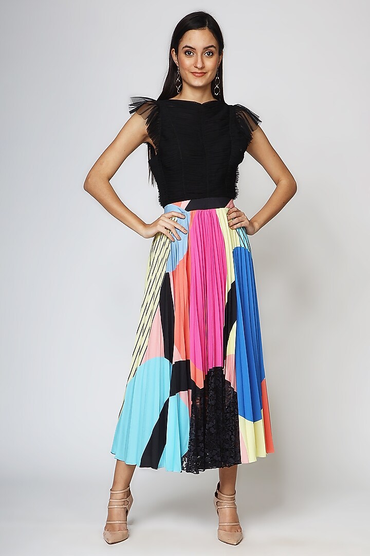 Multi-Coloured Polyester Skirt by Geisha Designs at Pernia's Pop Up Shop