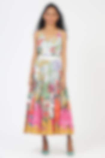 Green Poly Crepe Printed Top by Geisha Designs at Pernia's Pop Up Shop