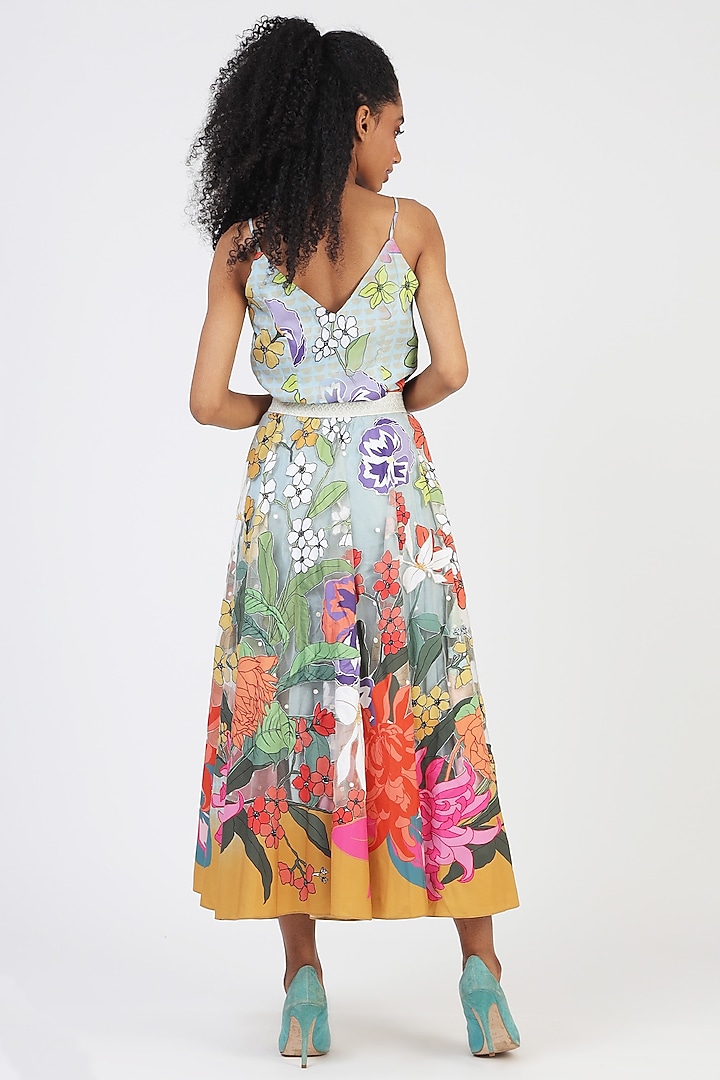 Green Poly Crepe Printed Top by Geisha Designs at Pernia's Pop Up Shop