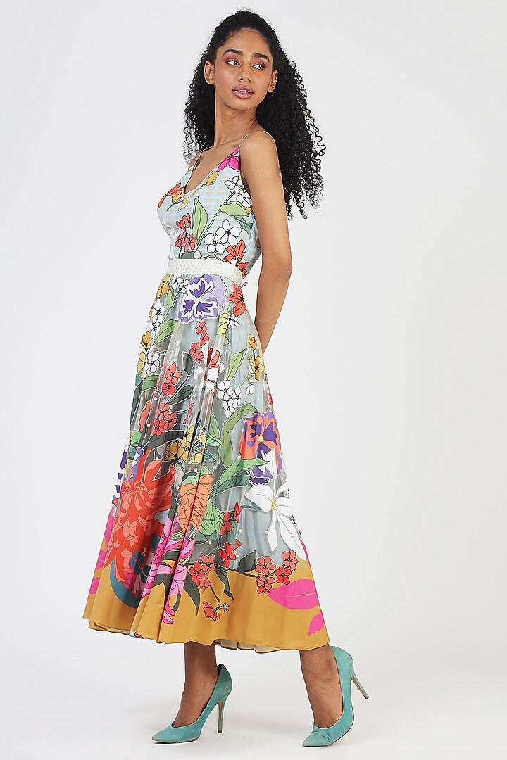 Green Poly Crepe Printed Top by Geisha Designs at Pernia's Pop Up Shop