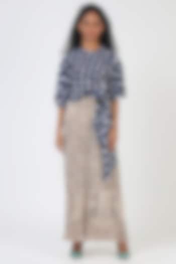 Navy Blue Polyester Top by Geisha Designs at Pernia's Pop Up Shop