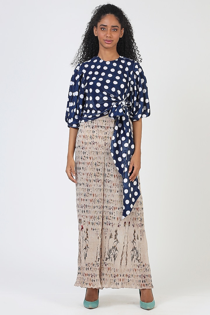 Navy Blue Polyester Top by Geisha Designs at Pernia's Pop Up Shop