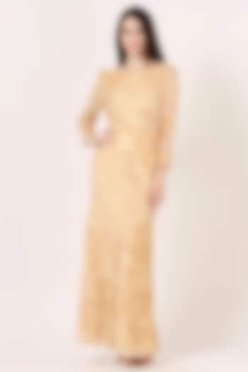 Beige Viscose Maxi Dress by Geisha Designs
