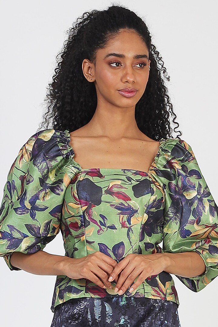 Green Printed Top by Geisha Designs at Pernia's Pop Up Shop