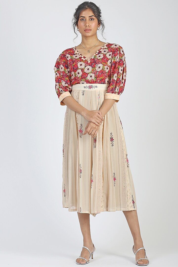 Beige Polyester Skirt by Geisha Designs
