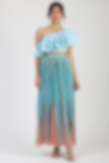 Blue Poly Embroidered Skirt by Geisha Designs