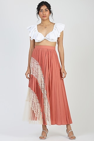 Brick Red Viscose Skirt by Geisha Designs