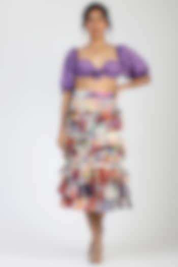Multi-Colored Viscose Frilled Skirt by Geisha Designs