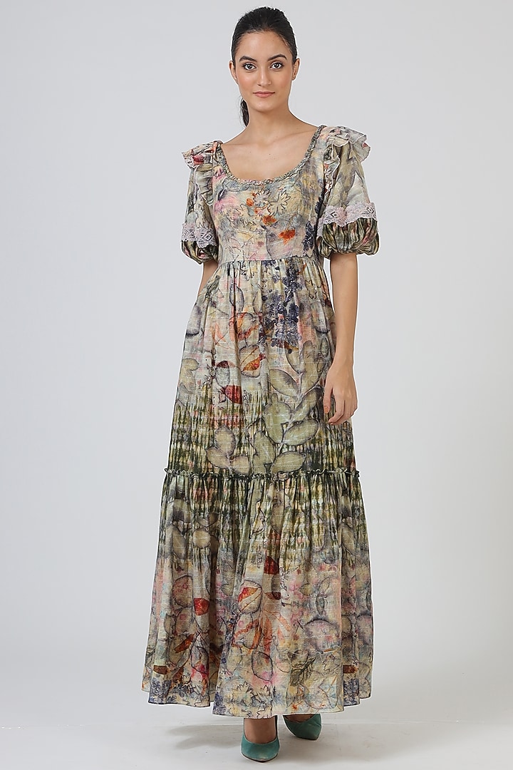 Sage Green Printed Maxi Vacation Dress by Geisha Designs at Pernia's Pop Up Shop
