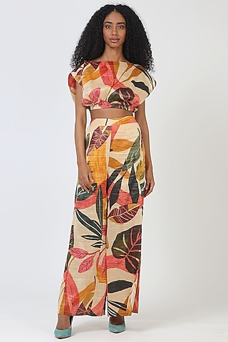 Orange Viscose Crop Top by Geisha Designs