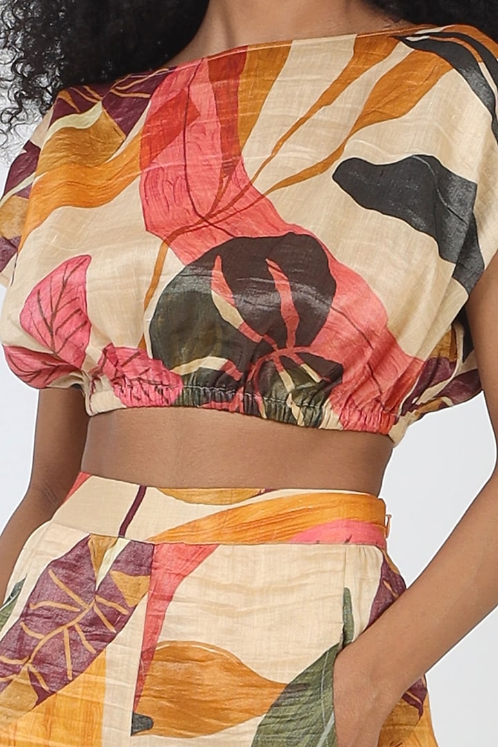 Orange Viscose Crop Top by Geisha Designs at Pernia's Pop Up Shop