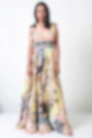 Beige Polyester & Viscose Maxi Vacation Dress by Geisha Designs at Pernia's Pop Up Shop