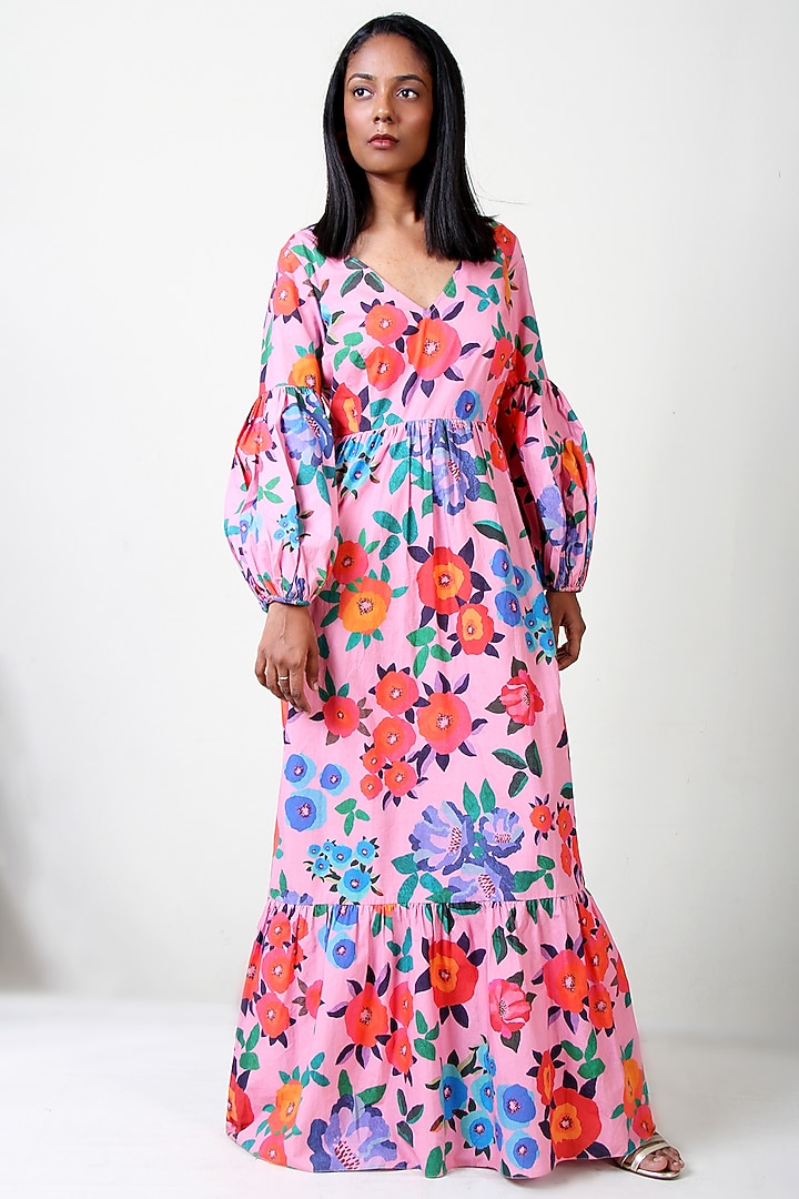 Pink Cotton Floral Dress by Geisha Designs at Pernia's Pop Up Shop 2026