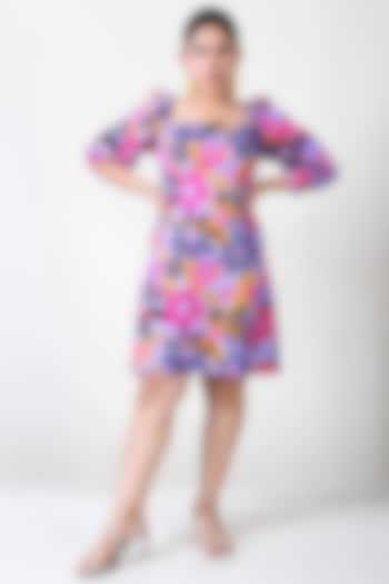 Purple Cotton Mini Dress by Geisha Designs