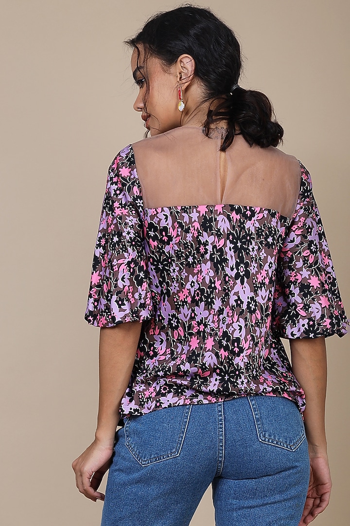 Purple Viscose Floral Blouse by Geisha Designs at Pernia's Pop Up Shop