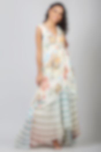 Beige Floral Maxi Dress by Geisha Designs