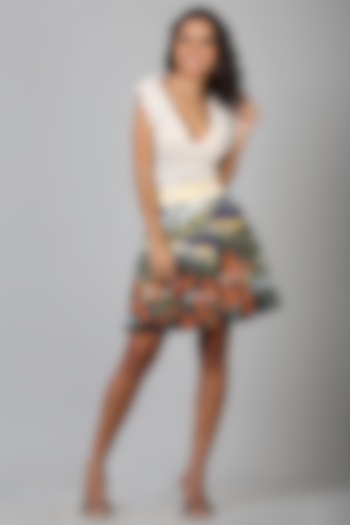 Green Polyester Mini Skirt by Geisha Designs at Pernia's Pop Up Shop