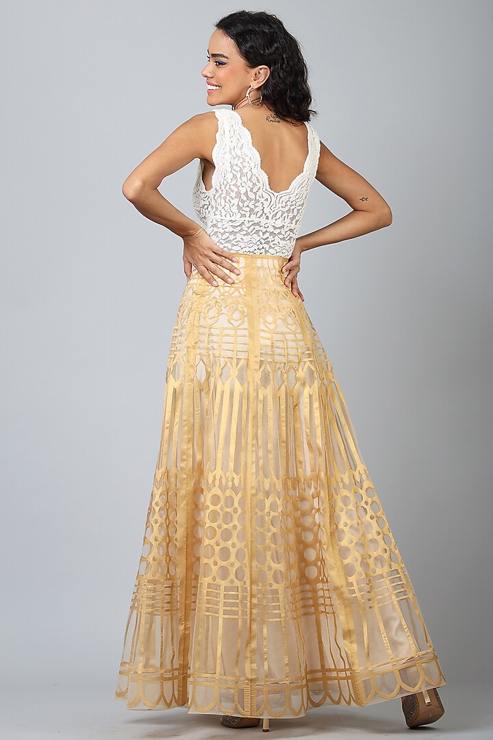 Golden Nylon Maxi Skirt by Geisha Designs at Pernia's Pop Up Shop