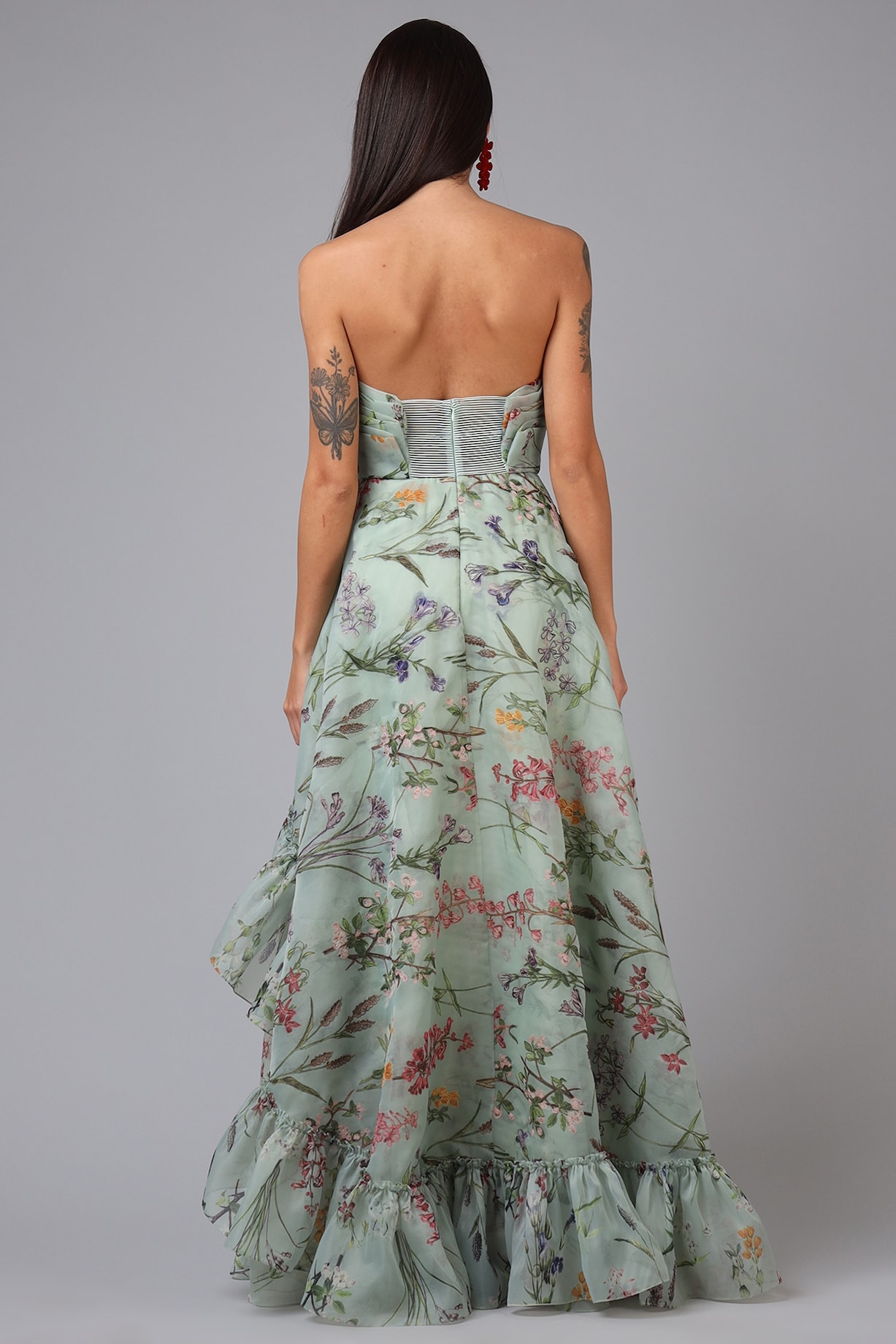 white christmas dresses Geisha Ruffled Tulle Midi Dress | Made-To-Order