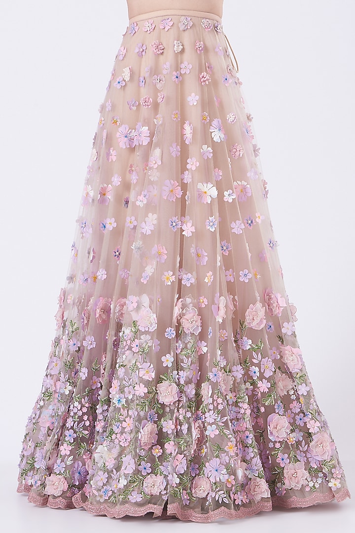 Blush Pink Floral Embroidered Bridal Lehenga Set by Geisha Designs at Pernia's Pop Up Shop