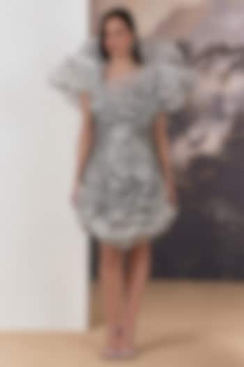 Grey Nylon Poly Viscose Mini Cocktail Dress by Geisha Designs at Pernia's Pop Up Shop