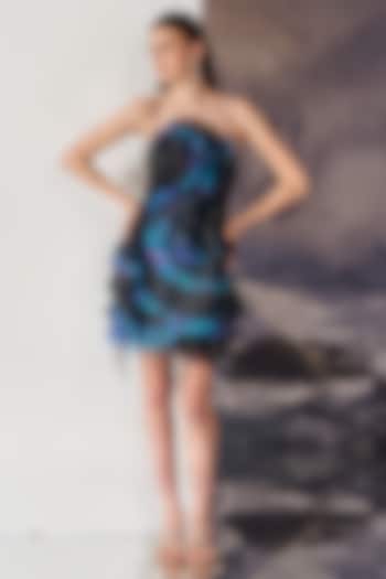 Blue Nylon Viscose Poly Slip Mini Party Wear Dress by Geisha Designs at Pernia's Pop Up Shop