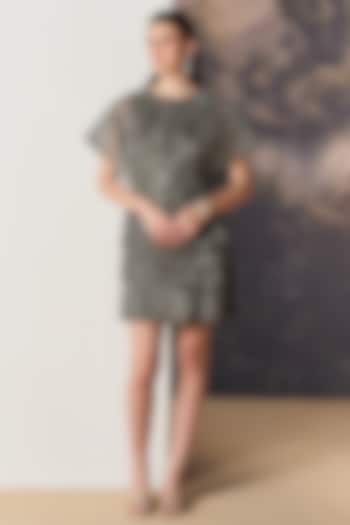 Charcoal Grey Nylon & Poly Mini Cocktail Dress by Geisha Designs at Pernia's Pop Up Shop