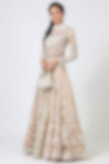 Off White Embroidered Lehenga With Blouse by Geisha Designs