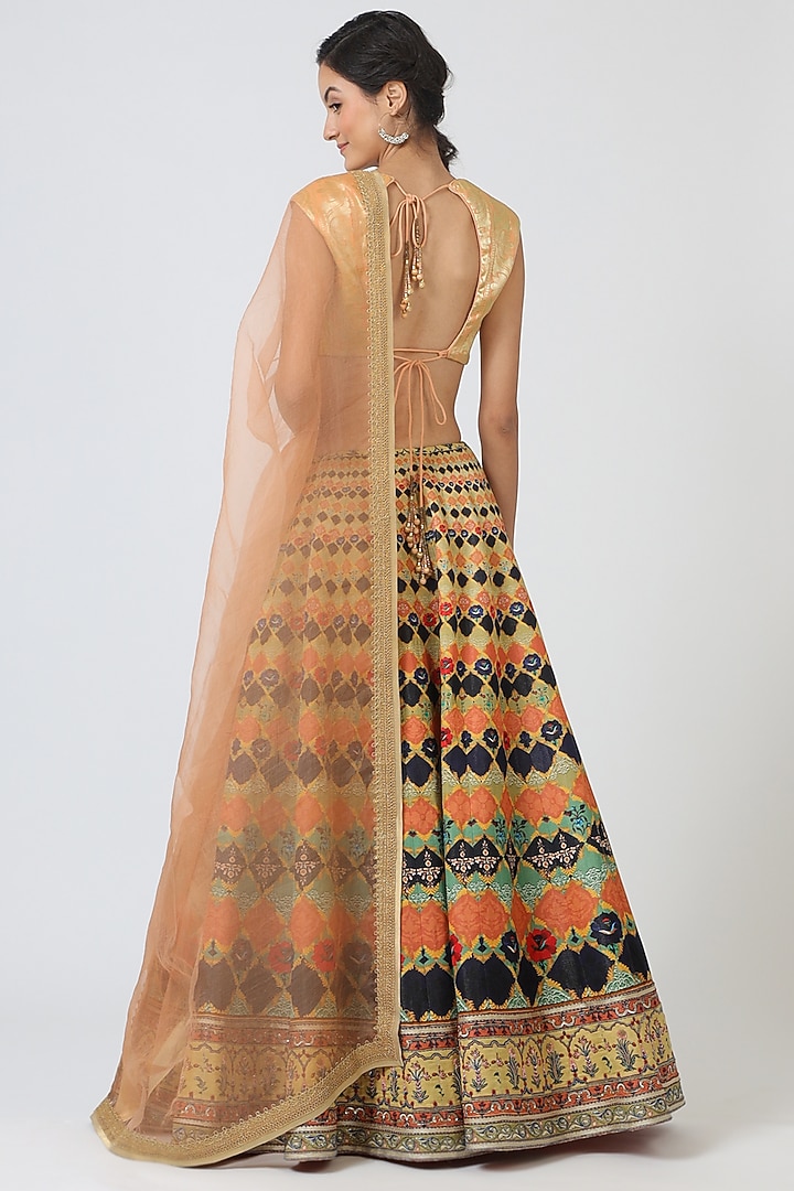 Gold Embroidered Bridal Lehenga Set by Geisha Designs at Pernia's Pop Up Shop