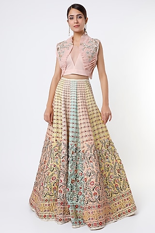 Multi-Color Embroidered Lehenga Set by Geisha Designs