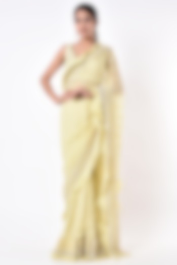 Gentle Yellow Embroidered Saree by Geisha Designs