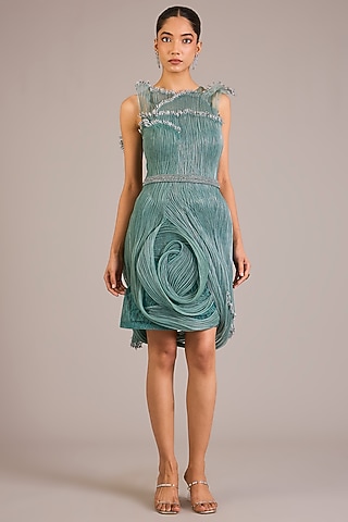 Green Nylon & Rayon Mini Dress by Geisha Designs