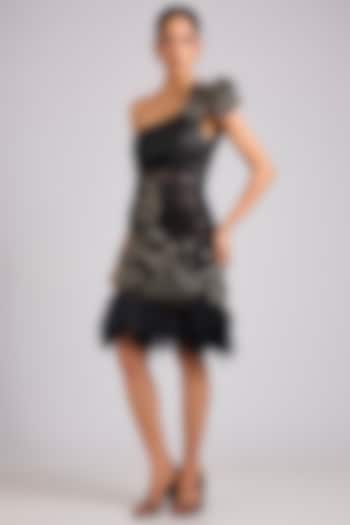 Black Nylon & Polyester Mini Party Wear Dress by Geisha Designs at Pernia's Pop Up Shop