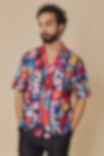 Multi-Colored Muse Silk Floral Printed Shirt by Geethika Kanumilli Men