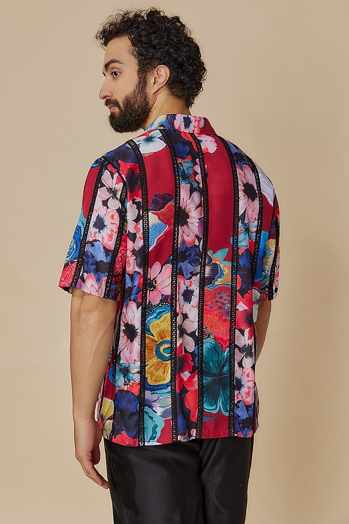 Multi-Colored Muse Silk Floral Printed Wedding Shirt by Geethika Kanumilli Men at Pernia's Pop Up Shop
