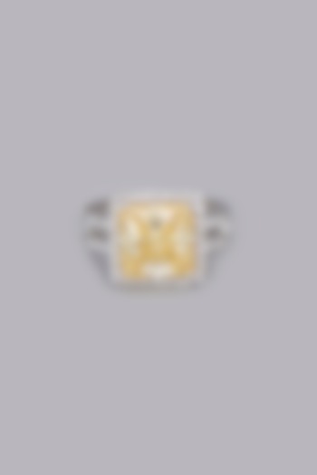 White Finish Canary Yellow Stone Ring In Sterling Silver by Gemstruck at Pernia's Pop Up Shop