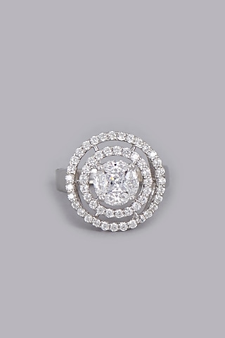 White Finish Ring In Sterling Silver by Gemstruck