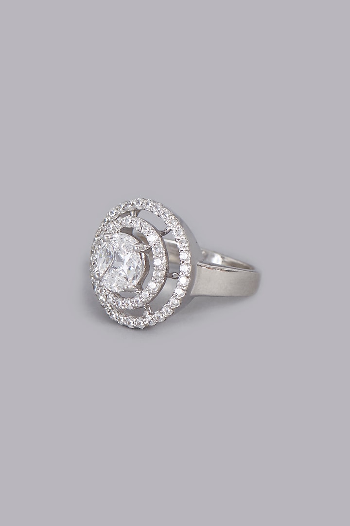White Finish Ring In Sterling Silver by Gemstruck at Pernia's Pop Up Shop