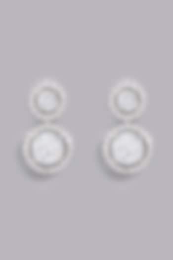 White Finish Double Solitaire Earrings In Sterling Silver by Gemstruck