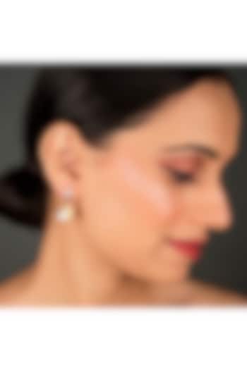 White Finish Earrings In Sterling Silver With Zircon by Gemstruck at Pernia's Pop Up Shop