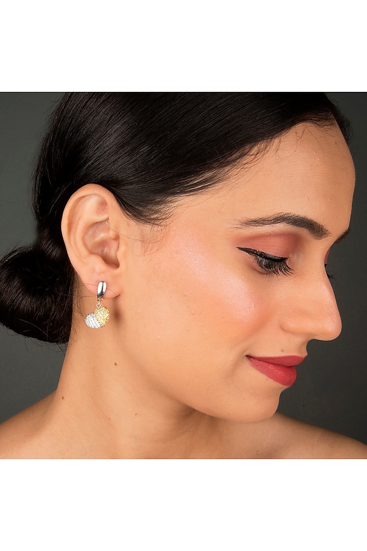 White Finish Earrings In Sterling Silver With Zircon by Gemstruck at Pernia's Pop Up Shop