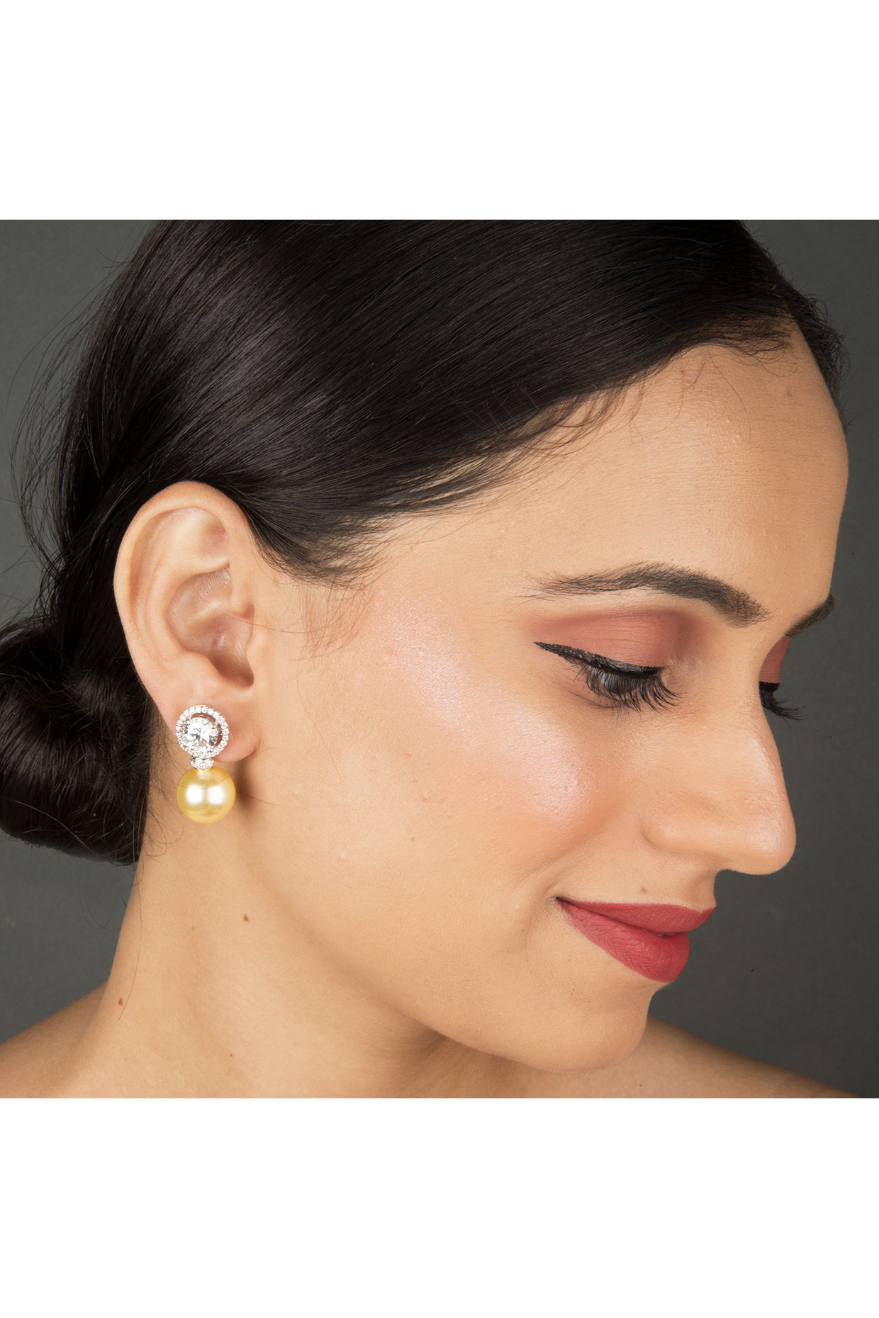 White Finish Stud Earring With Shell Pearl by Gemstruck at Pernia's Pop Up Shop