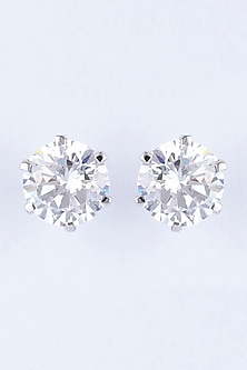 White Finish Lab Grown Zircon Stud Earrings In Sterling Silver by Gemstruck-POPULAR PRODUCTS AT STORE