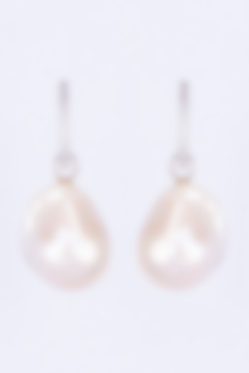 White Finish Baroque Pearl Earrings In Sterling Silver by Gemstruck at Pernia's Pop Up Shop
