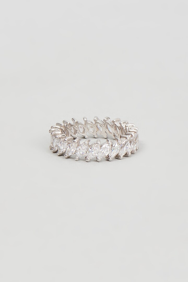 White Finish Zircon Ring In Sterling Silver by Gemstruck at Pernia's Pop Up Shop