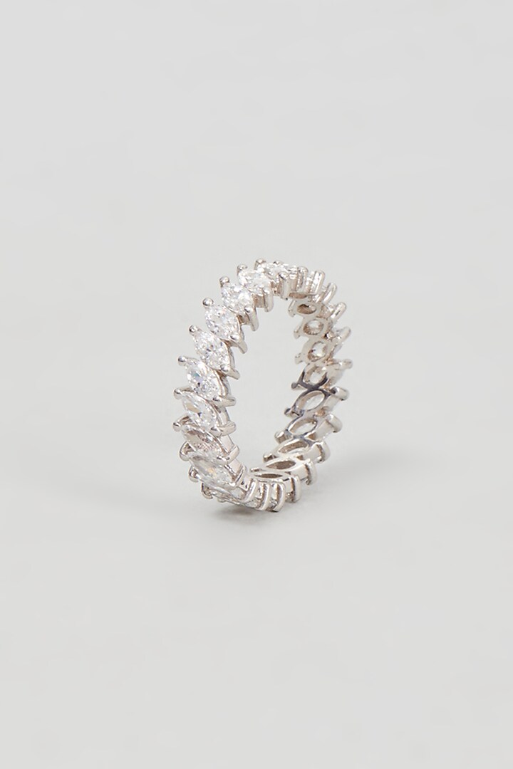 White Finish Zircon Ring In Sterling Silver by Gemstruck at Pernia's Pop Up Shop