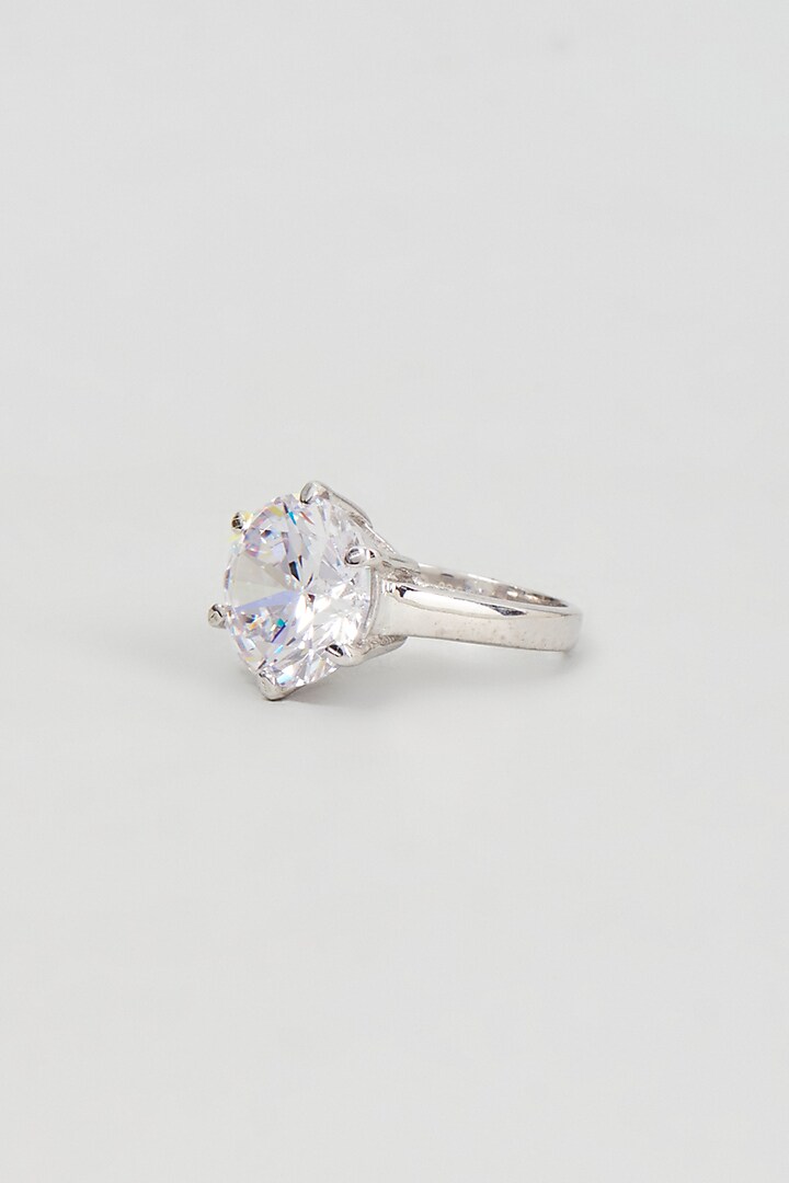 White Finish Zircon Ring In Sterling Silver by Gemstruck at Pernia's Pop Up Shop